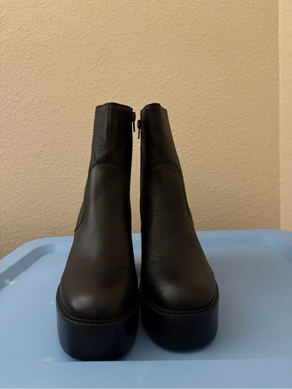 Aldo Black Platform Ankle Booties with Side Zip